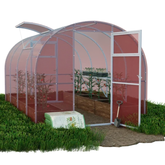 Szklarnia z poliwęglanu Tunel ogrodowy 2,4x8 m profile 20x20 poliwęglan różowy 4mm