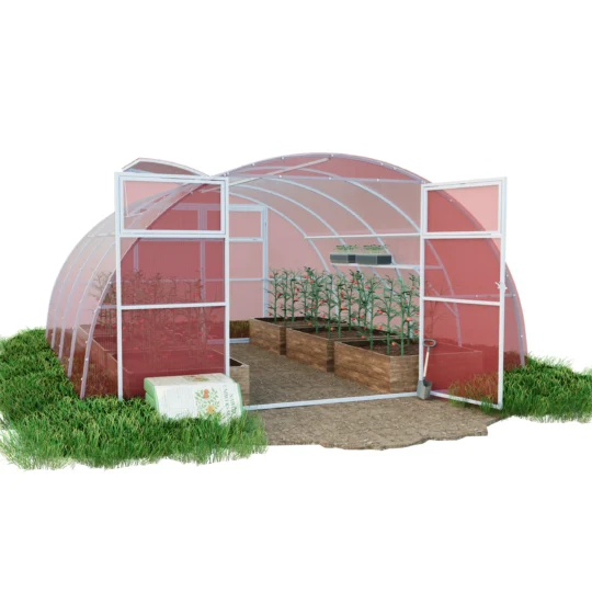 Szklarnia z poliwęglanu Tunel ogrodowy 4x10 m profile 40x20 poliwęglan różowy 4mm