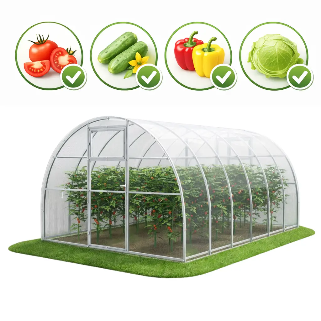 Szklarnia z poliwęglanu 3×4 m do uprawy warzyw Szklarnia ogrodowa z poliwęglanu 3×4 m idealna do uprawy pomidorów, ogórków i papryki.