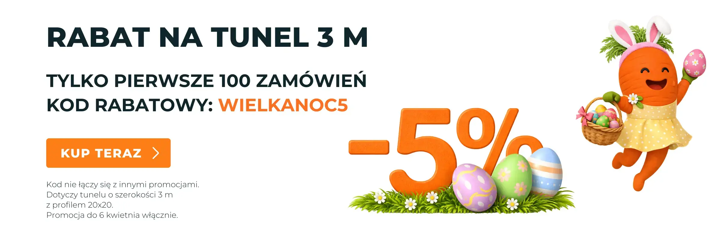 tunel ogrodowy 3m promocja 5 procent kod wielkanoc5
