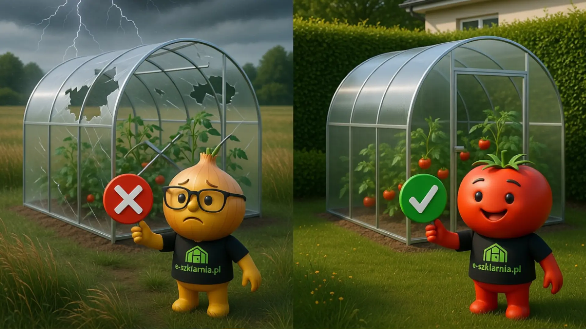 Szklarnia ustawiona przy domu i osłonięta od wiatru